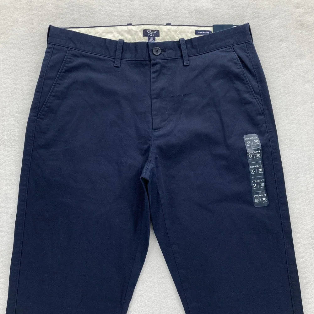J.Crew Flex Pants Mens 34x32 Straight Fit Blue Stretch Preppy Chino Casual READ